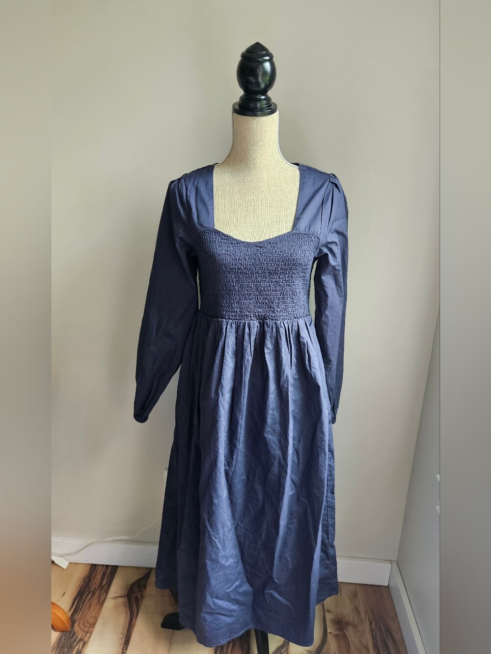 Old Navy Navy Smocked Square-Neck Midi Dress - Picture 2 of 6